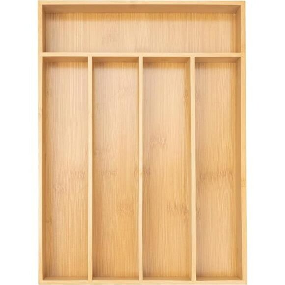 Bamboo Kitchen Drawer Organizer Utensil Cutlery Flatware Tray 5 Slot Holder - Picture 7 of 7